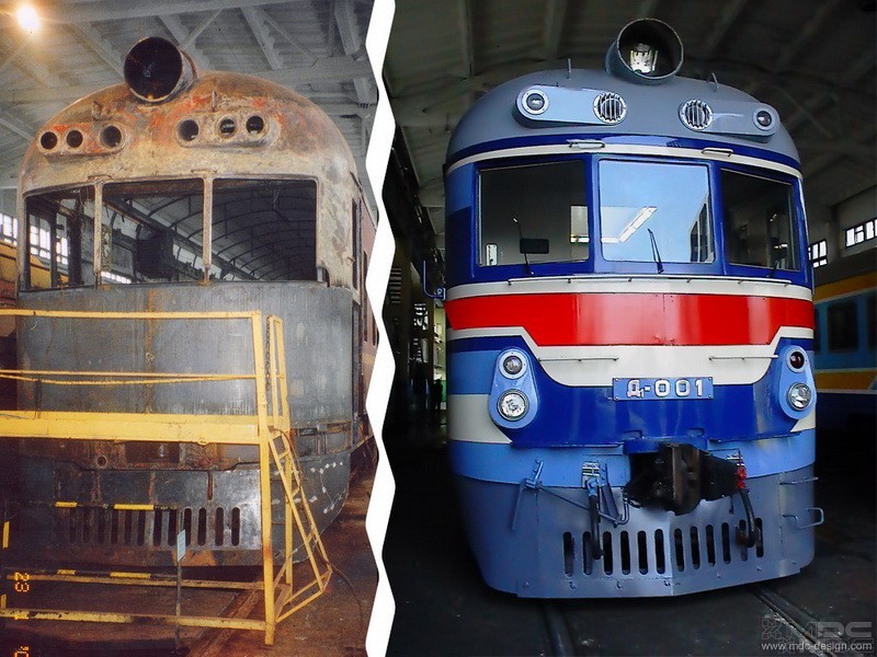 Triebwagen Donezka. Innenausstattung eines Inspektionszugs